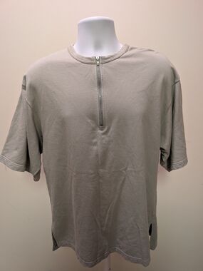 Name. Japan Half-Zip Mock Neck Short Sleeve Sweatshirt / Tee - Olive Gray